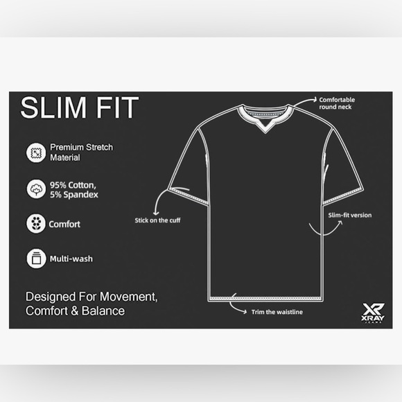 X RAY Men's Soft Stretch Cotton Short Sleeve Slim Fit Slit V-Neck T-Shirt - Picture 6 of 7